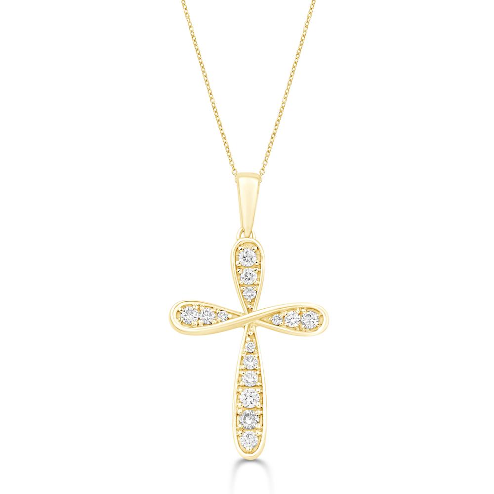 10 Karat Yellow Gold 0.21 Carat Diamonds Infinity Cross Pendant-0832922-YG
