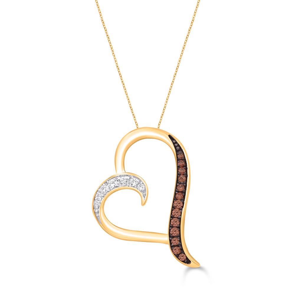 10 Karat Yellow Gold 0.12 Carat Diamonds Brown Diamond Heart Pendant-0832970-YG