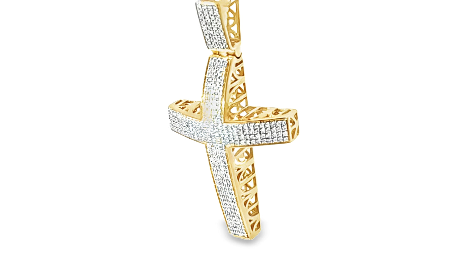 Micro Pave Cross Pendant 0.6 Ct. 10K Yellow Gold