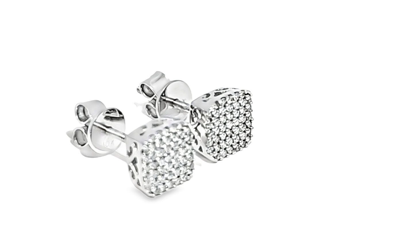 Iced-Out Square Diamond Earrings 0.24 Ct. Diamond 10K White Gold