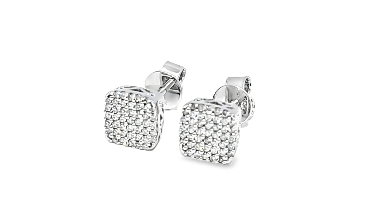 Iced-Out Square Diamond Earrings 0.24 Ct. Diamond 10K White Gold