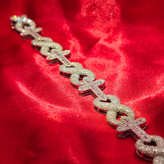 10k White Gold Diamond Infinity Link Mixed Cross Bracelet 5.17 ctw