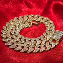 10k Yellow Gold Baguette Diamond Cuban Link Bracelet