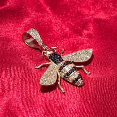 Helloice Iced Bee Pendant 1.25 ctw Diamond 10K Yellow Gold