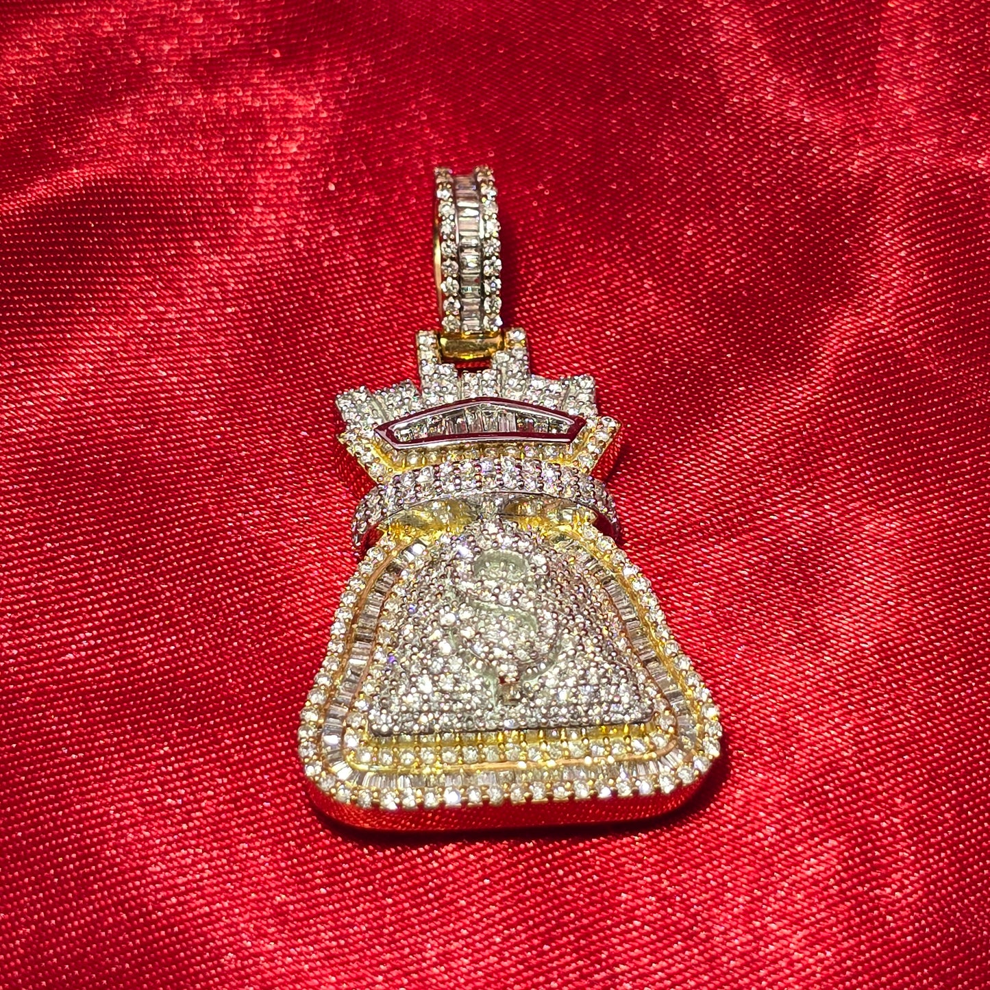 Money Bag Pendant 1.84 ct. Diamond 10K Yellow Gold