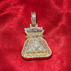 Money Bag Pendant 1.84 ct. Diamond 10K Yellow Gold