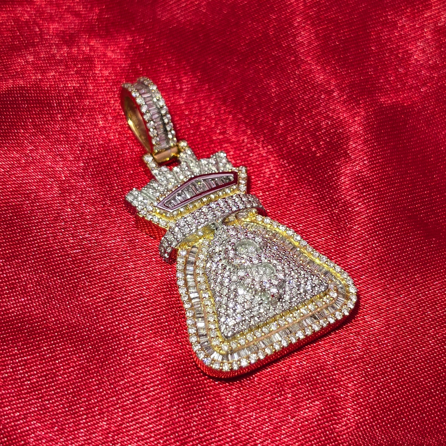 Money Bag Pendant 1.84 ct. Diamond 10K Yellow Gold