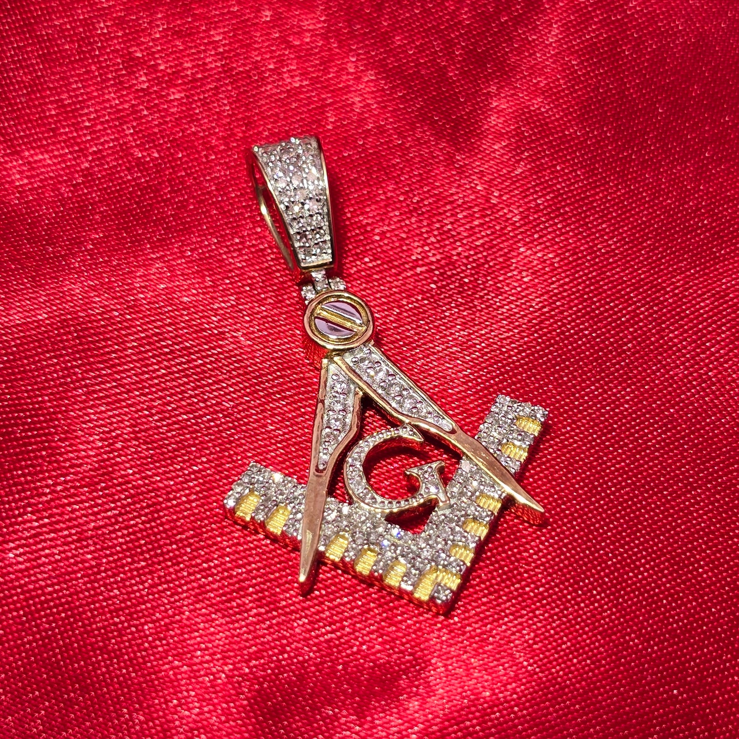 10k Yellow Gold Diamond Masonic Pendant 3/8 ctw