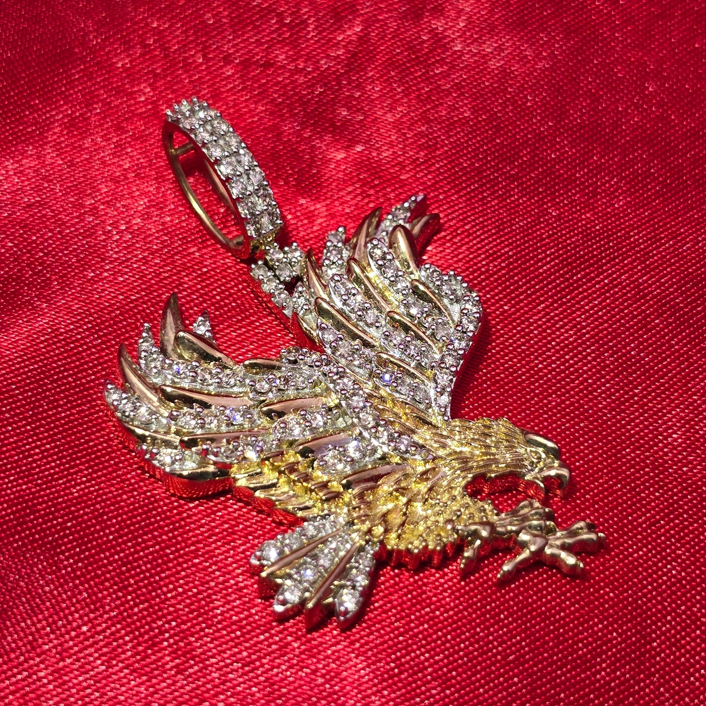 10k Yellow Gold Diamond Eagle Pendant 7/8 ctw