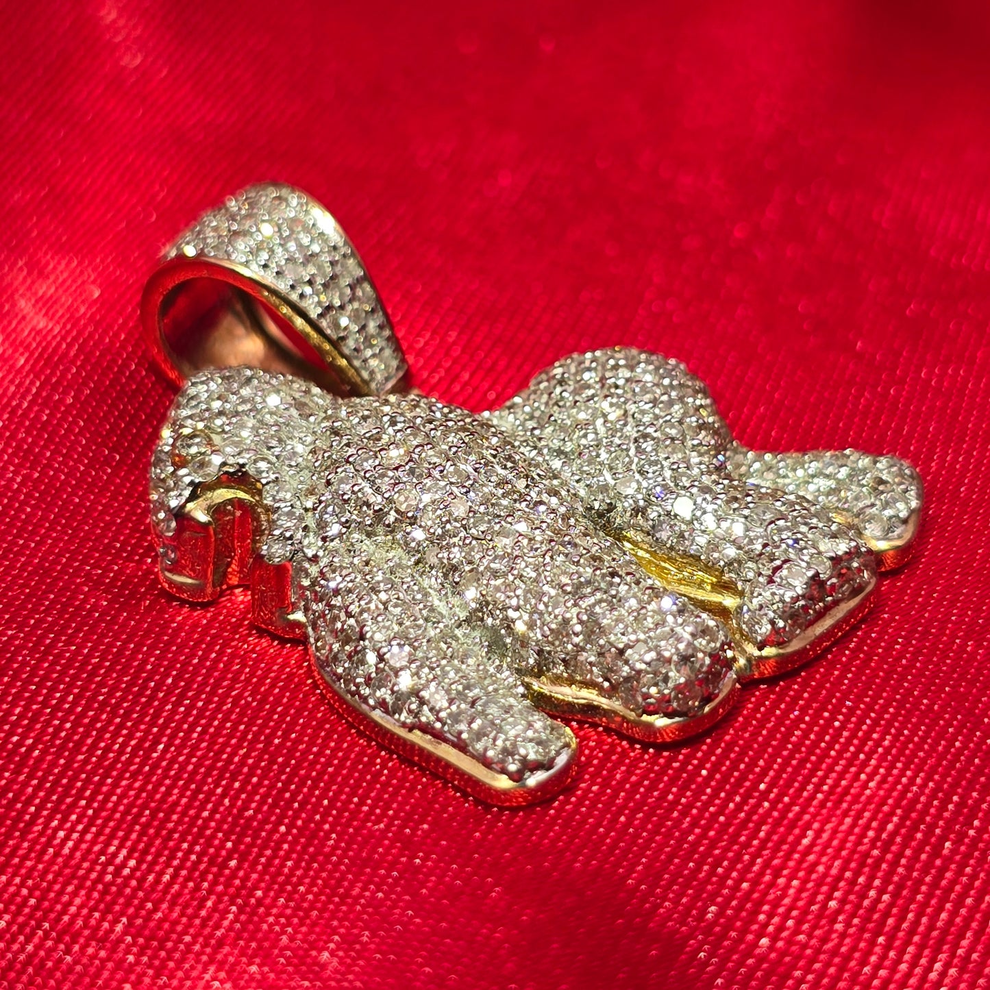 10k Yellow Gold Diamond Gorilla Pendant 1 3/4 ctw