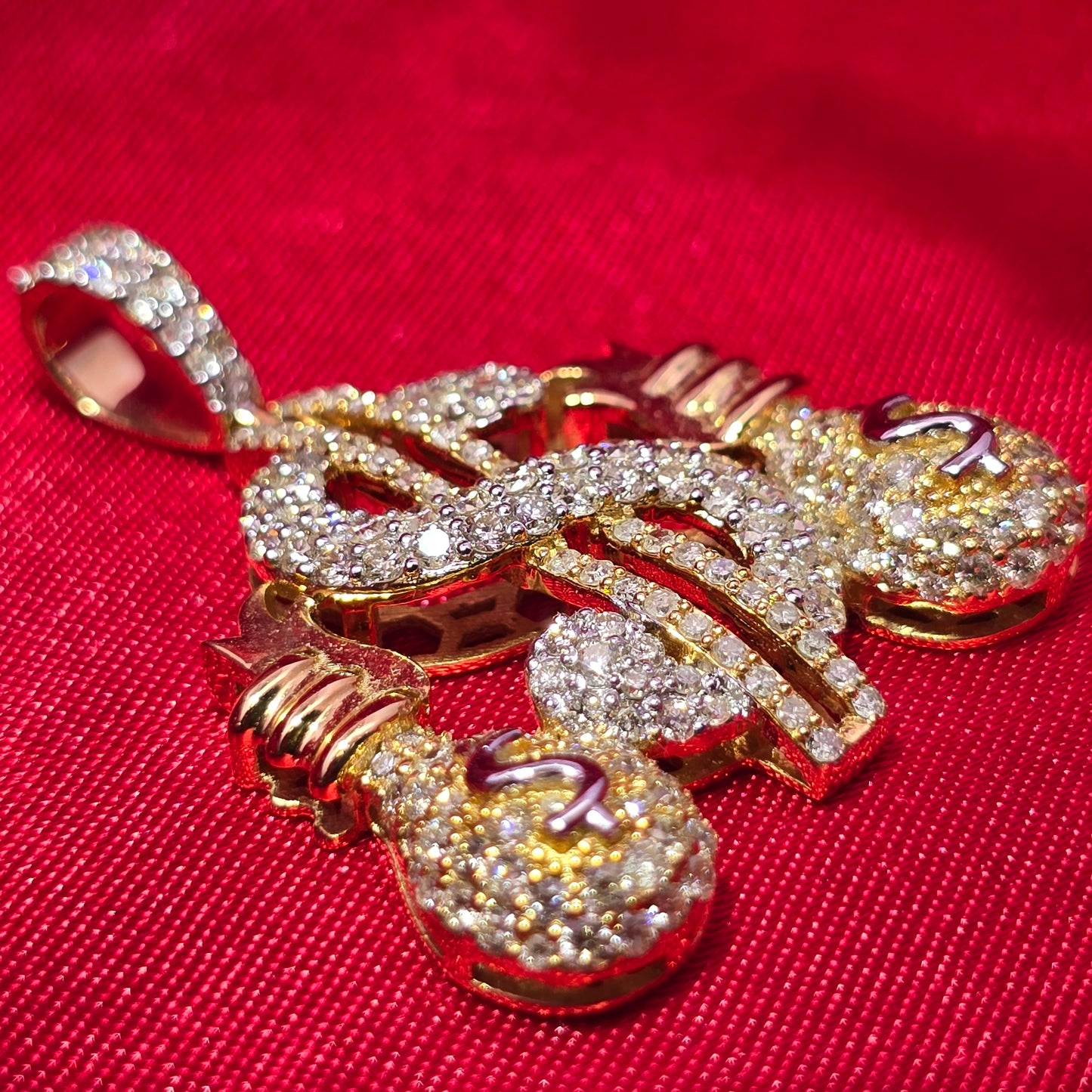 10k Yellow Gold Diamond Money Dollar Pendant 1.64 ctw