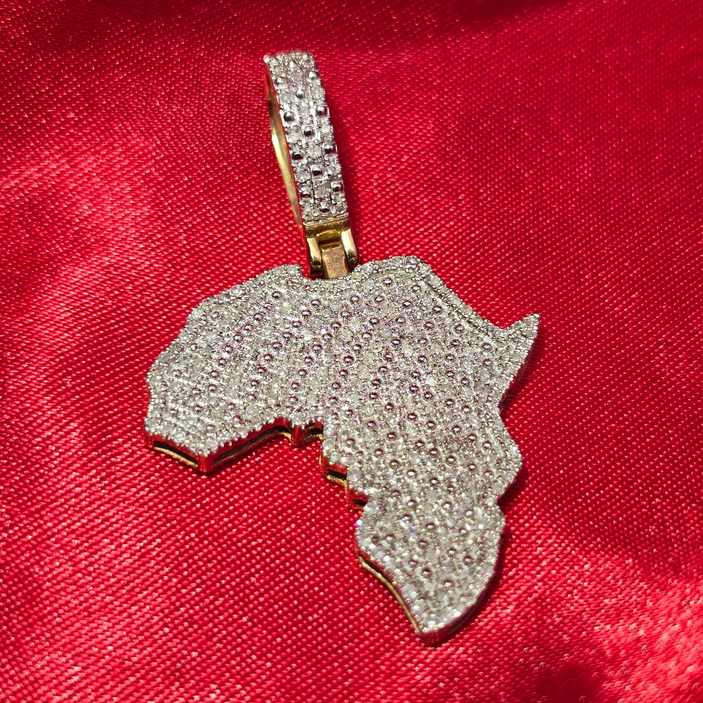 10k Yellow Gold Diamond Africa Map Pendant 5/8 ctw