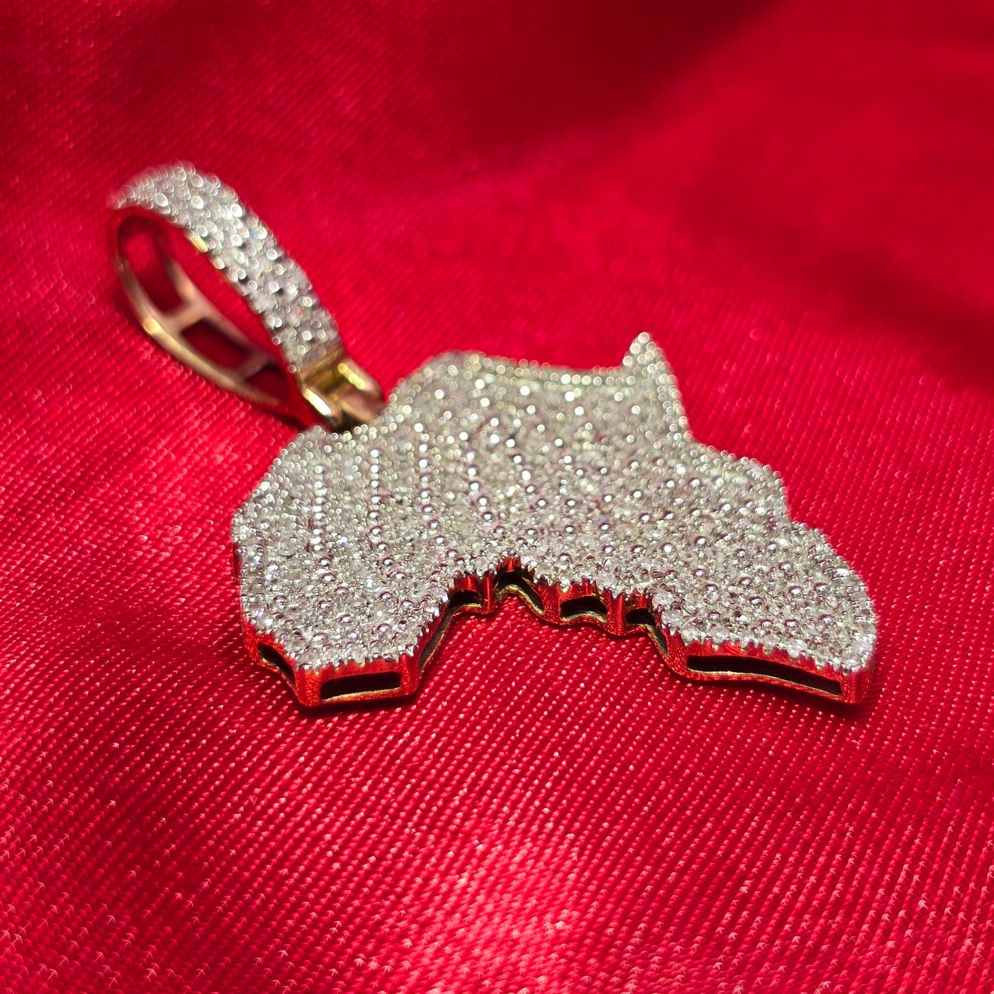 10k Yellow Gold Diamond Africa Map Pendant 5/8 ctw