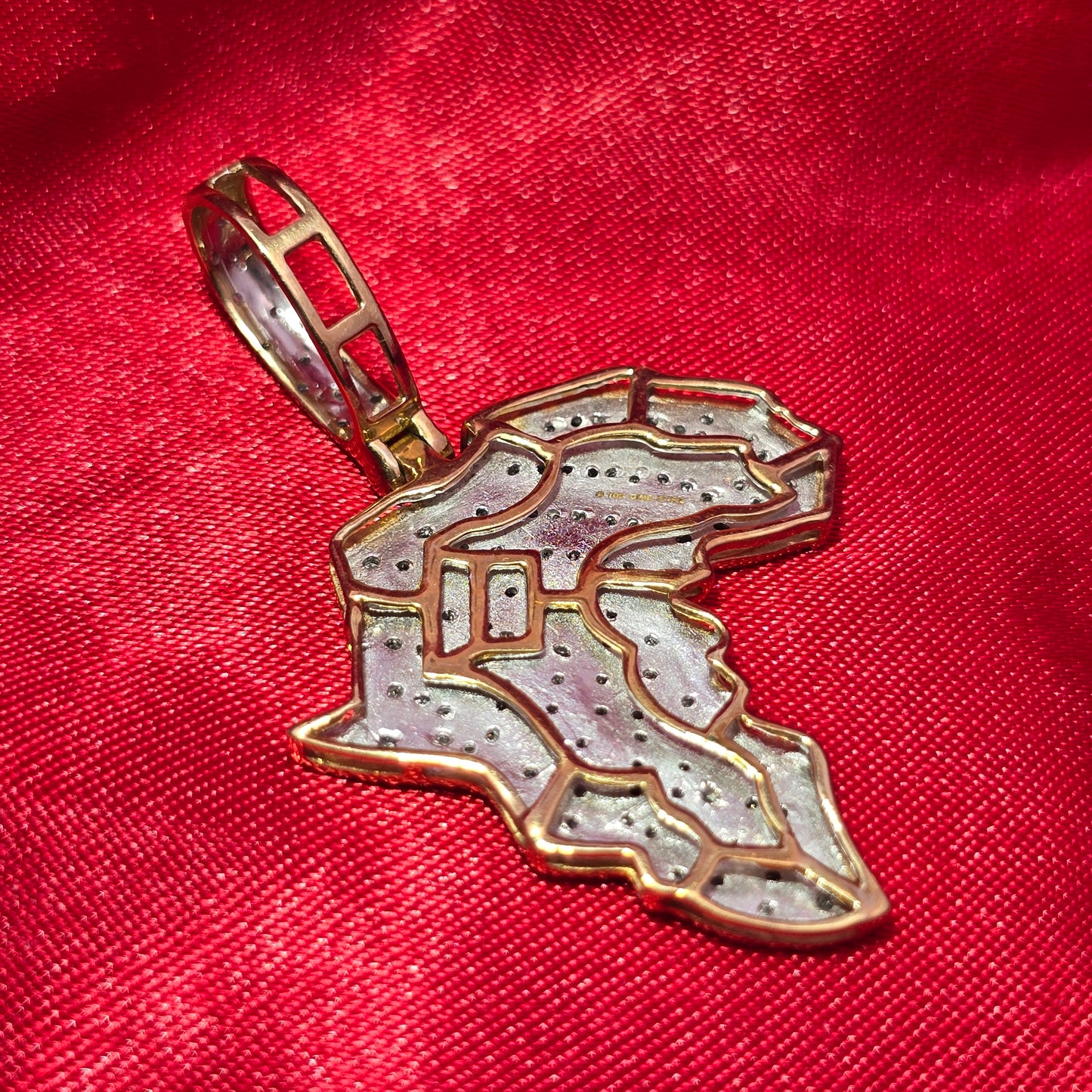 10k Yellow Gold Diamond Africa Map Pendant 5/8 ctw