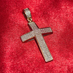 Round Cut Cross Pendant 0.25 ctw Diamond 10K Yellow Gold