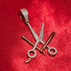 Barber Scissor Pendant 0.33 ctw Diamond 10K Yellow Gold