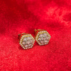 Hexagonal Earrings 0.62 ctw Diamond 10K Yellow Gold