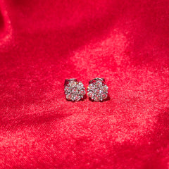 10k White Gold Diamond Flower Earrings ctw