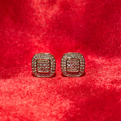 Square Earrings 0.25 ctw Diamond 10K Yellow Gold
