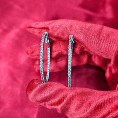 Diamond Hoop Earrings 2 ctw 14K White Gold