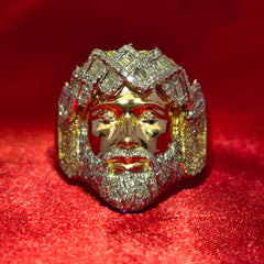 Diamond Jesus Signet Ring 1.05 ctw 10K Yellow Gold