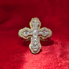 Diamond Cross Ring 0.92 ctw 10K Yellow Gold