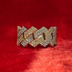 Diamond Cuban Link Ring 1.15 ctw 10K Yellow Gold