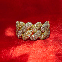 Diamond Cuban Link Ring 2.60 ctw 10K Yellow Gold