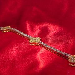 Diamond Clover Bracelet 2.40 ctw 10K Yellow Gold