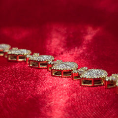 10K Yellow Gold Pear & Marquise Diamond Cluster Cuff Bracelet 2.50ctw