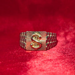 10K Dollar Sign Gold Ring