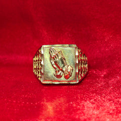 10K Mens Parying Hands Luxury Gold Ring