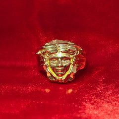 10K Medusa Gold Mens Ring