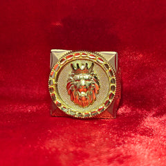 10K Luxury Gold Lion Head Mens Ring