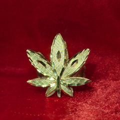 10K Mens Marijuana Cannabis Gold Ring