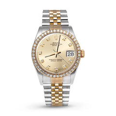 34MM Two-Tone Rolex Datejust with 2 CTW Diamond Bezel