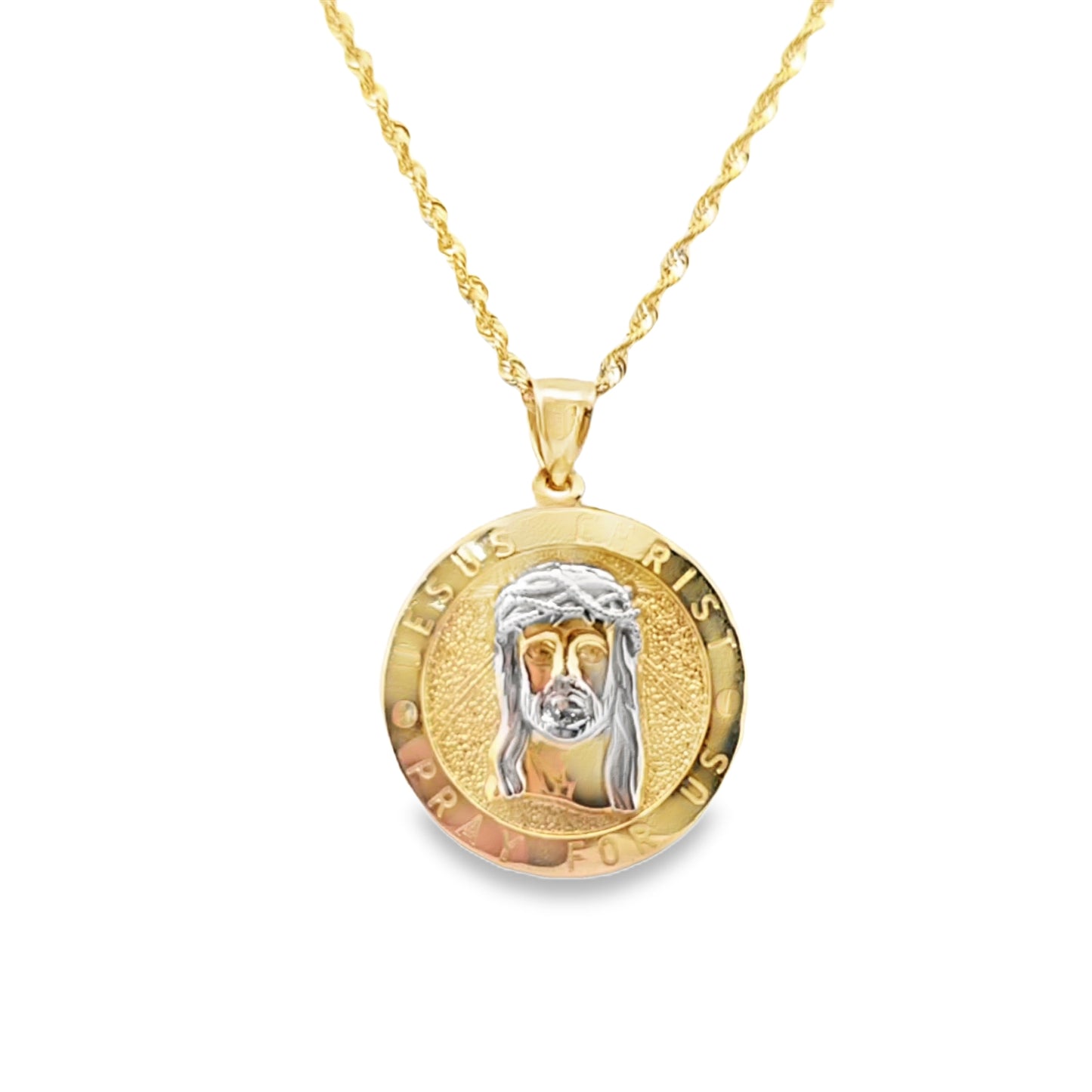 10K Gold 'Jesus' Pendant 20'' Chain Included