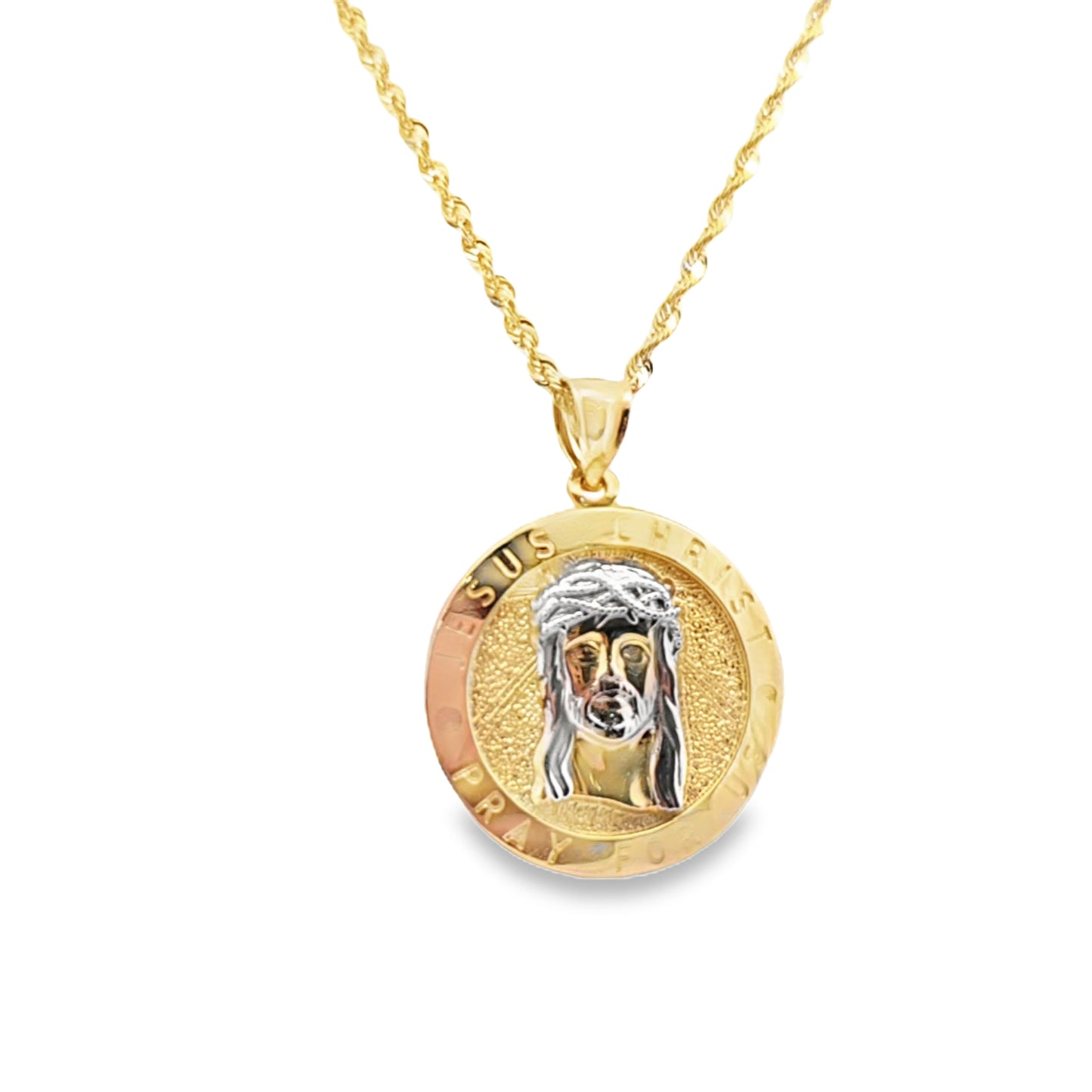 10K Gold 'Jesus' Pendant 20'' Chain Included
