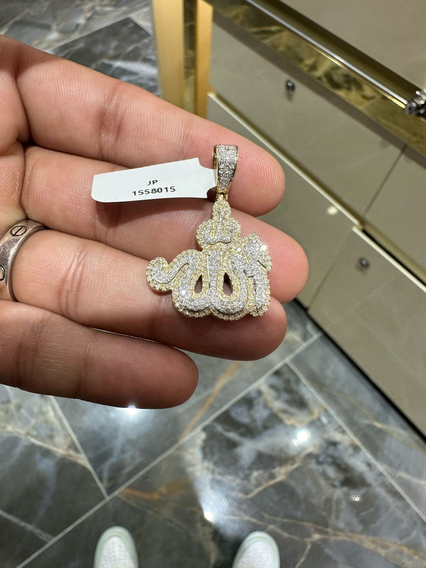 10K Diamond Allah Pendant with Ice chain