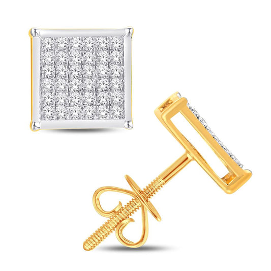 10 Karat Yellow Gold 0.05 Carat Diamonds Square Earrings-0124101-YG