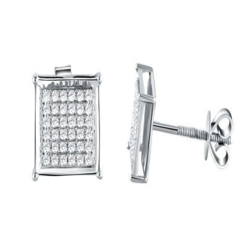 10 Karat White Gold 0.25 Carat Diamonds Square Earrings-0124104-WG