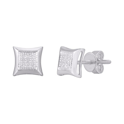 10 Karat White Gold 0.10 Carat Diamonds Square Earrings-0124202-WG