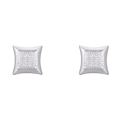 10 Karat White Gold 0.10 Carat Diamonds Square Earrings-0124202-WG