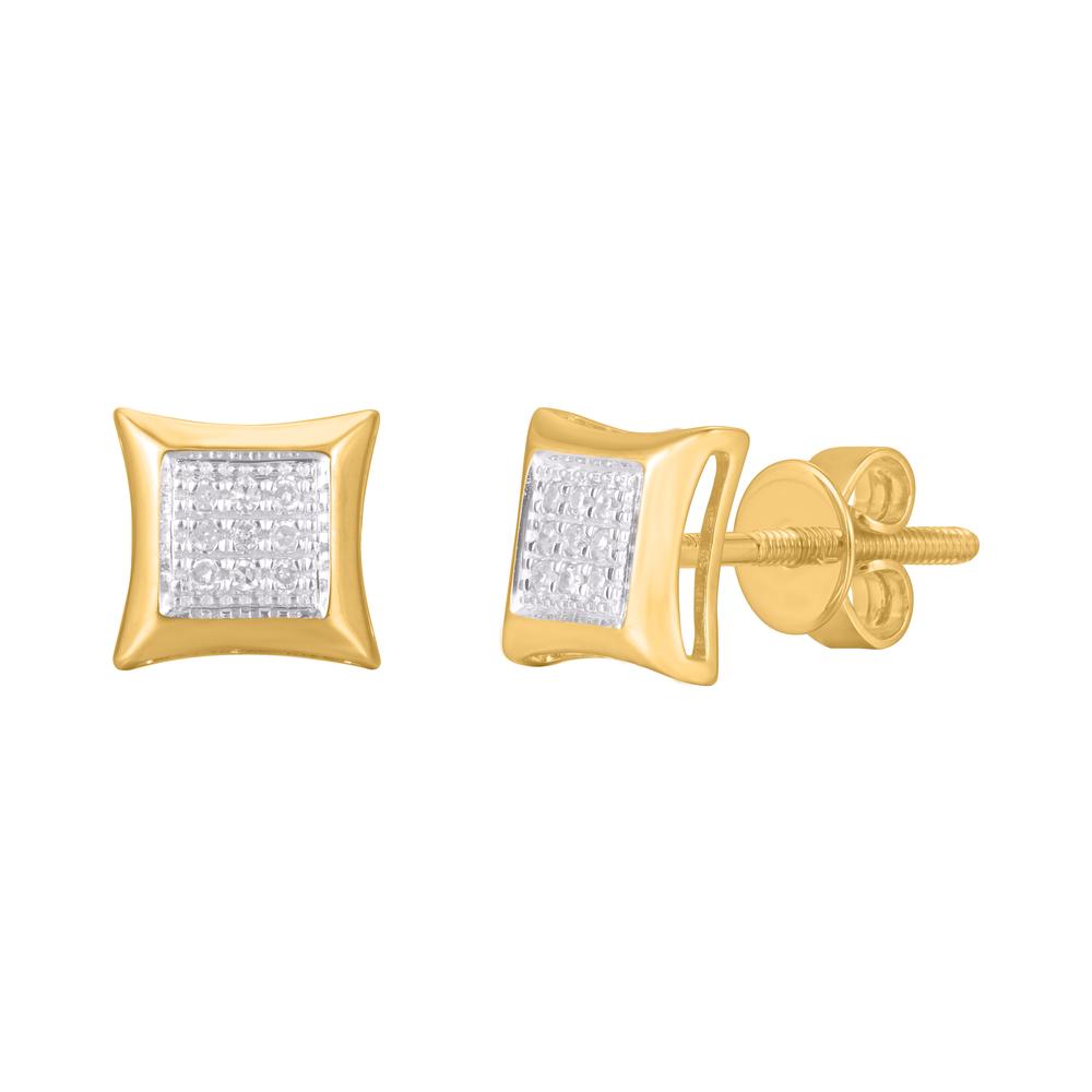 10 Karat Yellow Gold 0.10 Carat Diamonds Square Earrings-0124202-YG