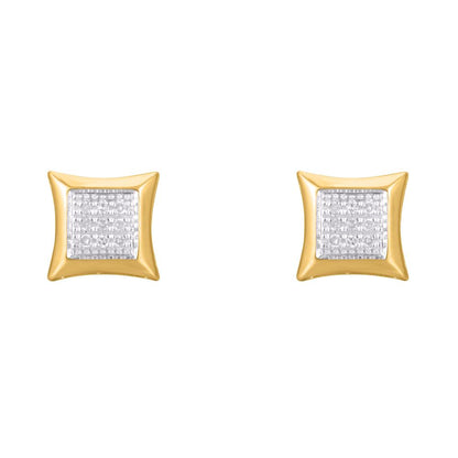 10 Karat Yellow Gold 0.10 Carat Diamonds Square Earrings-0124202-YG