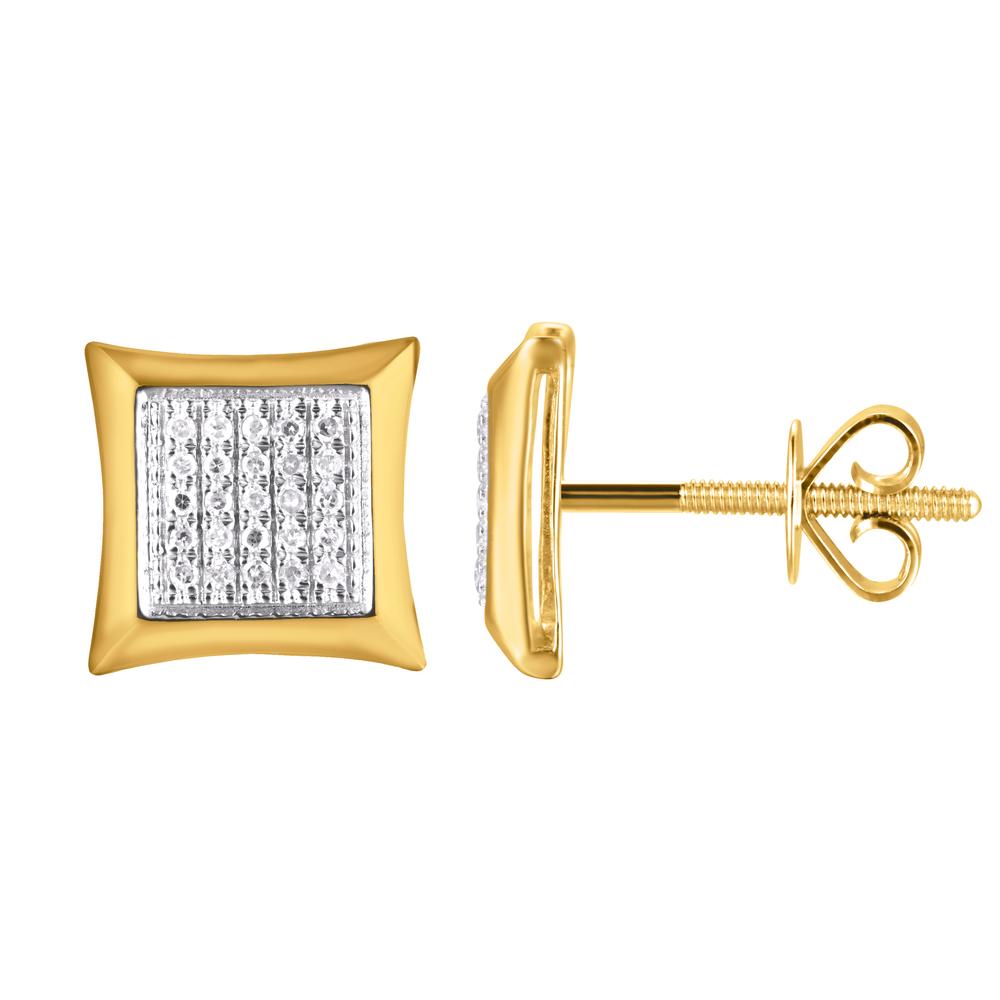 10 Karat Yellow Gold 0.15 Carat Diamonds Square Earrings-0124203-YG