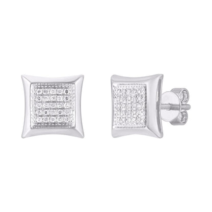 10 Karat White Gold 0.25 Carat Diamonds Square Earrings-0124204-WG