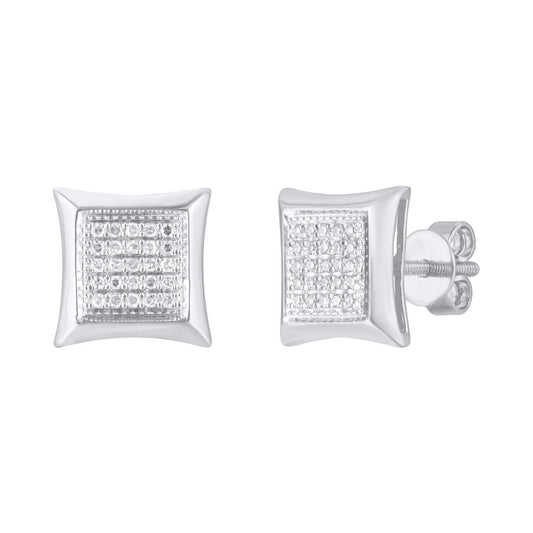 10 Karat White Gold 0.25 Carat Diamonds Square Earrings-0124204-WG