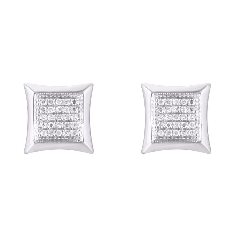 10 Karat White Gold 0.25 Carat Diamonds Square Earrings-0124204-WG