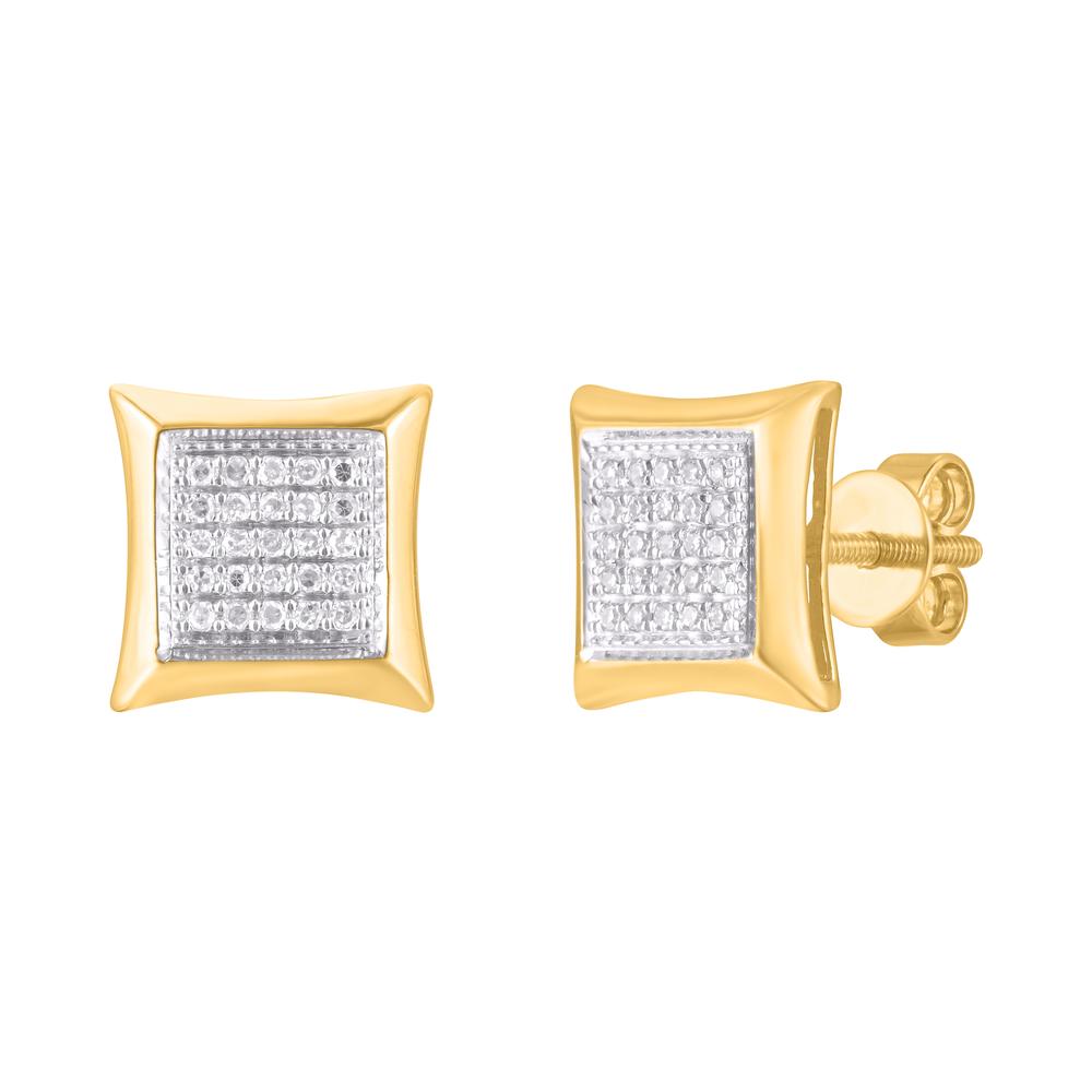 10 Karat Yellow Gold 0.25 Carat Diamonds Square Earrings-0124204-YG